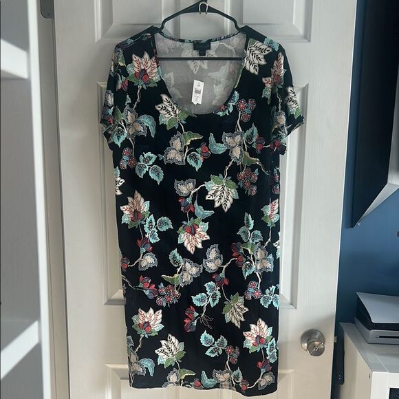 J. Jill Wearever Collection Floral Midi Shirt Dress Size LP NEW - Picture 1 of 6